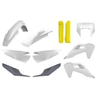 POLISPORT KOMPLET PLASTIKÓW (FULL KIT) HUSQVARNA TE/FE TPI 20-23 W ZESTAWIE OSŁONA LAMPY PRZEDNIEJ (8668700001) I OSŁONY AMORTYZ 