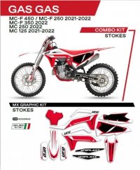 UFO KOMPLET NAKLEJEK (OKLEIN) GAS GAS MC 125 21-22; MC 250 22; MCF 250/350/450 21-22 STOKES KOLOR BIAŁY - WYPRZEDAŻ 