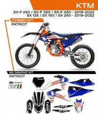 UFO KOMPLET NAKLEJEK (OKLEIN) KTM SX/SXF 125/150/250/350/450 19-22 PATRIOT KOLOR CZARNY - WYPRZEDAŻ 