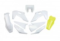 UFO KOMPLET PLASTIKÓW HUSQVARNA TE 150 / 250 / 300 20-23, FE 250 / 350 / 450 / 501 20-23 Z OSŁONĄ LAMPY KOLOR OEM BIAŁY + ŻÓŁTY 