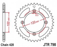 JT ZĘBATKA TYLNA 798 50 SUZUKI RM 80 83-01, YAMAHA YZ 85 02-24 (79850JT) (ŁAŃC. 428) 
