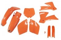 UFO KOMPLET PLASTIKÓW (FULL KIT) Z OSŁONAMI TELESKOPÓW (AMORTYZATORÓW) KTM SX-SXF 01-02 KOLOR POMARAŃCZOWY (KT501E127) 