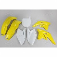 UFO KOMPLET PLASTIKÓW SUZUKI RMZ 250 07-09 KOLOR OEM (BIAŁY/ŻÓŁTY - Z BIAŁĄ TABLICĄ POD NUMERY STARTOWE) (SU407E999) 