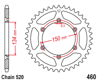 PBR Zębatka Tylna Do Kawasaki KLX 300 R (97-03) 45 zębów 