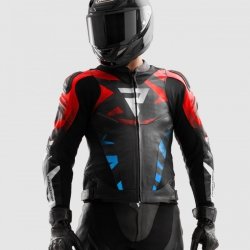 KURTKA SKÓRZANA REBELHORN INFERNO BLACK/BLUE/WHITE/RED 46
