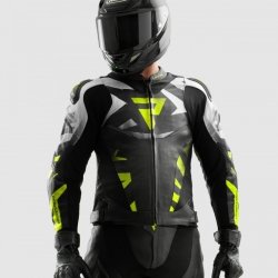KURTKA SKÓRZANA REBELHORN INFERNO BLACK/WHITE/FLUO YELLOW 50