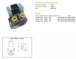 DZE PRZEKAŹNIK ROZRUSZNIKA YAMAHA YFM 550 GRIZZLY 09-15; YFM 700 GRYZZLY 07-23; YFM 700 KODIAK 16-23 (12V/150A)