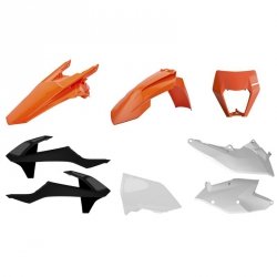 POLISPORT WYPRZEDAŻ KOMPLET PLASTIKÓW KTM EXC/EXC-F TPI 17-19 W ZESTAWIE OSŁONA LAMPY (8666800006) KOLR POMARAŃCZOWY BIAŁY