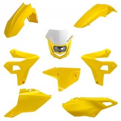 POLISPORT KOMPLET PLASTIKÓW SUZUKI DR-Z 400 (DRZ400) 00-24 W ZESTAWIE LAMPA PRZEDNIA (RESTYLING) KOLOR ŻÓŁTY