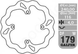 GALFER TARCZA HAMULCOWA TYŁ KAWASAKI KX 125/250 03-, KX 250F/450F 04-19, SUZUKI RM 250Z 04-06 WAVE (240X116X4MM)