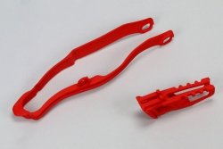UFO KOMPLET ŚLIZG (HO04663070) + PROWADNICA (HO04662070) ŁAŃCUCHA HONDA CRF 250R 14-17, CRF 450R 13-16, KOLOR CZERWONY