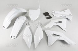 UFO KOMPLET PLASTIKÓW HONDA CRF 250R 18-21, CRF 450R 17-20 Z OSŁONAMI FILTRA POWIETRZA KOLOR BIAŁY (HO123E041)
