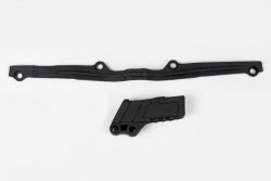 UFO KOMPLET ŚLIZG (KA03703001) + PROWADNICA (KA03750001) ŁAŃCUCHA KAWASAKI KX 125/250 03-17 KOLOR CZARNY