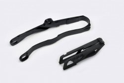 UFO KOMPLET ŚLIZG + PROWADNICA ŁAŃCUCHA KAWASAKI KXF 250 21-25, KXF 450 19-25 KOLOR CZARNY
