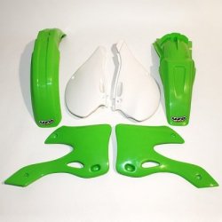 UFO KOMPLET PLASTIKÓW KAWASAKI KX 125 / 250 99-02 KOLOR OEM (ZIELONY/BIAŁY) (KA200E999)