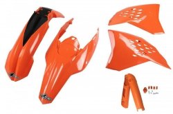 UFO KOMPLET PLASTIKÓW (FULL KIT) Z OSŁONAMI TELESKOPÓW (AMORTYZATORÓW) KTM EXC 09-10 KOLOR POMARAŃCZOWY (KT511E127)