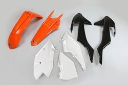 UFO KOMPLET PLASTIKÓW KTM EXC/EXC-F TPI 17-19, KOLOR OEM 18 OEM (POMARAŃCZOWY/CZARNY/BIAŁY) (KT518E999W)