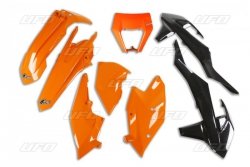 UFO KOMPLET PLASTIKÓW KTM EXC/EXC-F TPI 17-19 Z OSŁONĄ LAMPY KOLOR OEM (POMARAŃCZOWY/CZARNY) (KT523E999)