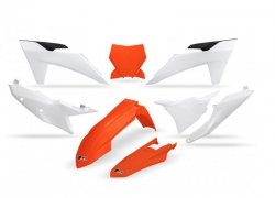 UFO KOMPLET PLASTIKÓW KTM SX 125 / 250 / 300 TBI 23-24, SX-F 250 / 350 / 450 23-24 KOLOR OEM (POMARAŃCZOWY/BIAŁY)