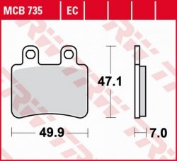 TRW ZF KLOCKI HAMULCOWE KH350 ECO ORGANIC DERBI SENDA 07-16, CROSS CITY 125 07-16, SENDA 125 04-14, PEUGEOT ELYSTAR 50/125/150 0