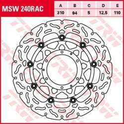 TRW ZF TARCZA HAMULCOWA PRZÓD HONDA CBR 600RR 03-16, CB 1000R 08-16, CBR 1000RR FIREBLADE 04-05, CB 1300S/A/F 03-13 (310X94X5MM)
