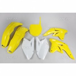 UFO KOMPLET PLASTIKÓW SUZUKI RMZ 250 07-09 KOLOR OEM (BIAŁY/ŻÓŁTY - Z ŻÓŁTĄ TABLICĄ POD NUMERY STARTOWE) (SU407BE999)
