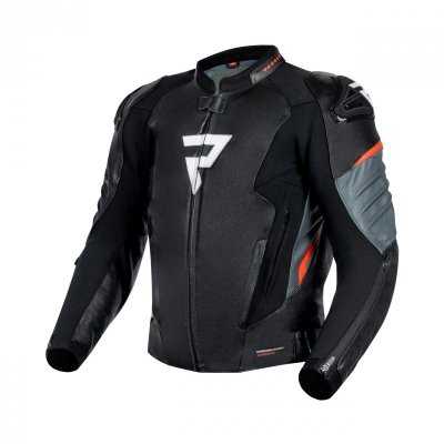 KURTKA SKÓRZANA REBELHORN VELOCE BLACK/GREY/FLUO RED 54