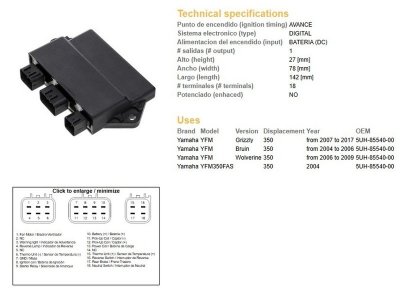 DZE MODUŁ ZAPŁONU CDI YAMAHA YFM 350 GRIZZLY 07-13; BRUIN 04-06; WOLVERINE 06-09 (5UH-85540-00)