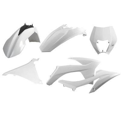 POLISPORT WYPRZEDAŻ KOMPLET PLASTIKÓW KTM EXC/EXC-F 12-13 W ZESTAWIE OSŁONA LAMPY (8666700002) KOLOR BIAŁY