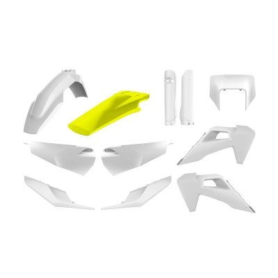 POLISPORT KOMPLET PLASTIKÓW (FULL KIT) HUSQVARNA TE/FE TPI 20-23 W ZESTAWIE OSŁONA LAMPY PRZEDNIEJ (8668700001) I OSŁONY AMORTYZ