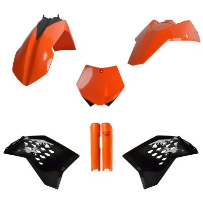 POLISPORT KOMPLET PLASTIKÓW (FULL KIT) KTM SX/SX-F/XC-F 07-10 W ZESTAWIE TABLICA PRZEDNIA (8664400001) I OSŁONY AMORTYZATORÓW (8
