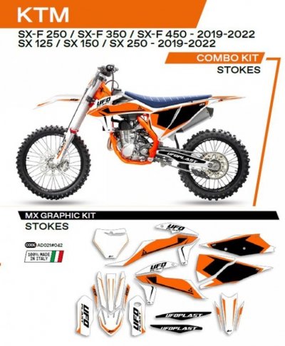 UFO KOMPLET NAKLEJEK (OKLEIN) KTM SX/SXF 125/150/250/350/450 19-22 STOKES KOLOR BIAŁY - WYPRZEDAŻ