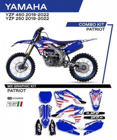 UFO KOMPLET NAKLEJEK (OKLEIN) YAMAHA YZF 250 19-22; YZF 450 18-22 PATRIOT KOLOR NIEBIESKI - WYPRZEDAŻ