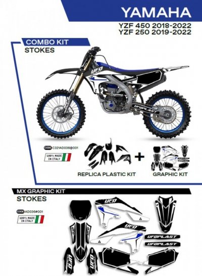 UFO KOMPLET PLASTIKÓW YAKIT321001 PLUS KOMPLET NAKLEJEK (OKLEIN) YAMAHA YZF 250 19-22; YZF 450 18-22 W ZESTAWIE PRZEDNIA TABLICA