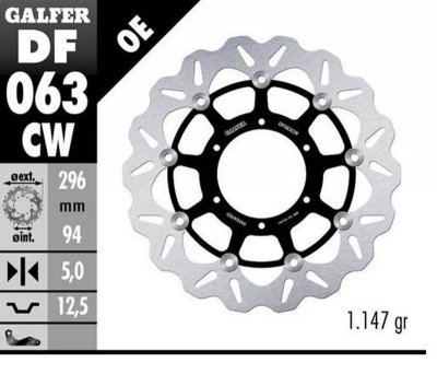 GALFER TARCZA HAMULCOWA PRZÓD HONDA CBR 600F4 i SPORT 01-10; CB 900 HORNET 01-; VTX 1800C 01- (WAVE FLOATING) (296X94X5MM)