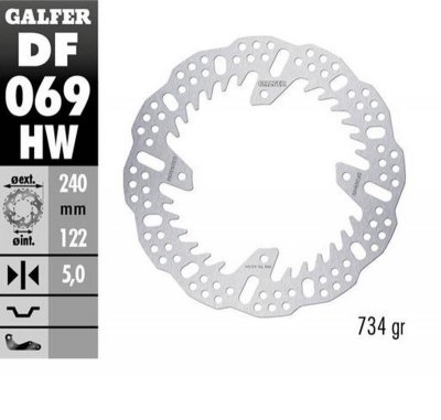 GALFER TARCZA HAMULCOWA TYŁ HONDA CR 125/250; CRF250R 04-23; CRF 450R 09-23 (240X140X5MM) SHARK ENDURO MX