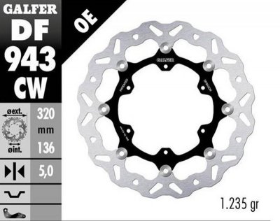 GALFER TARCZA HAMULCOWA PRZÓD KTM 790R ADVENTURE 19-22; 890R/L ADVENTURE 21-23 (WAVE FLOATING) (320X136X5MM)