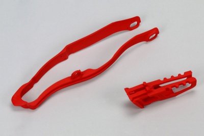 UFO KOMPLET ŚLIZG (HO04663070) + PROWADNICA (HO04662070) ŁAŃCUCHA HONDA CRF 250R 14-17, CRF 450R 13-16, KOLOR CZERWONY