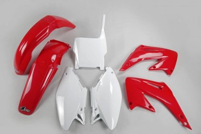 UFO KOMPLET PLASTIKÓW HONDA CR 125/250 04-07, KOLOR OEM (CZERWONY/BIAŁY)