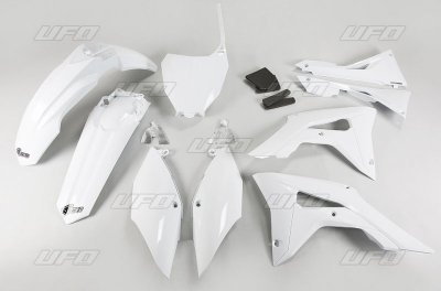 UFO KOMPLET PLASTIKÓW HONDA CRF 250R 18-21, CRF 450R 17-20 Z OSŁONAMI FILTRA POWIETRZA KOLOR BIAŁY (HO123E041)