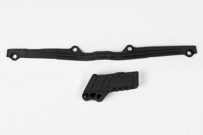 UFO KOMPLET ŚLIZG (KA03703001) + PROWADNICA (KA03750001) ŁAŃCUCHA KAWASAKI KX 125/250 03-17 KOLOR CZARNY