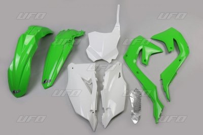 UFO KOMPLET PLASTIKÓW KAWASAKI KXF 250 21-24, KXF 450 19-23 KOLOR OEM (ZIELONY/BIAŁY/CZARNY) (KA227E999)