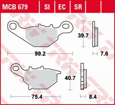 TRW ZF KLOCKI HAMULCOWE KH230 SINTER OFFROAD KAWASAKI KLX 125 03-06, KMX 125 99-03, SUZUKI TR 50 97-00, UG 110 98-02, AN 125 95-