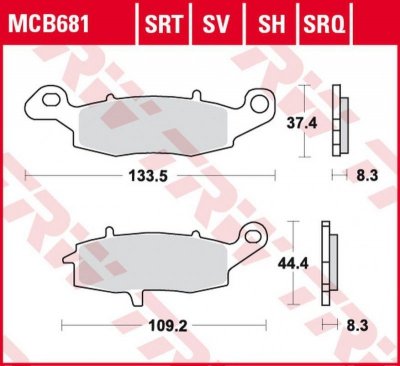 TRW ZF KLOCKI HAMULCOWE KH231 SINTER STREET KAWASAKI ZR-7 99-04, VN 800 DRIFTER 99-03, VN 1500 DRIFFTER/CLASSIC 99-04, SUZUKI GS
