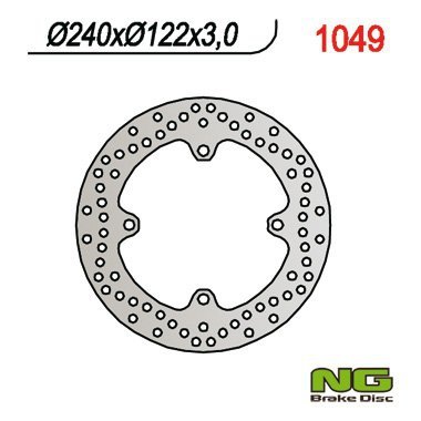 NG TARCZA HAMULCOWA TYŁ SUZUKI RMZ 450 05-20, HONDA CR 125 98-99, CR 250 97-01, RMZ 250 07-20 (240X122X4)(4X10,5MM)