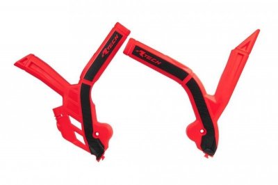 RACETECH (RTECH) OSŁONY RAMY (KOMPLET) BI-MATERIAL SUPER GRIP BETA RR 125 / 250 / 300 / 350 / 430 / 480 20-21 KOLOR CZERWONY CZA