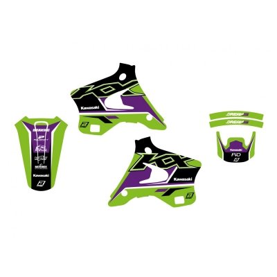 BLACKBIRD KOMPLET NAKLEJEK (OKLEIN) KAWASAKI KX 125/250 94-98 DREAM 5 KOLOR ZIELONY CZARNY