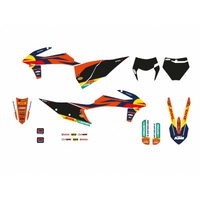 BLACKBIRD KOMPLET NAKLEJEK (OKLEIN) KTM SX/SX-F 19-22, EXC/EXC-F 20-23 REPLICA KTM FACTORY 23 KTM KOLOR POMARAŃCZOWY CZARNY