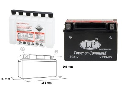 LANDPORT Kawasaki BJ 250 Estrella (92-00) akumulator elektrolit osobno 