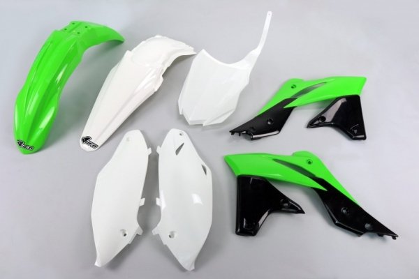 UFO KOMPLET PLASTIKÓW KAWASAKI KXF 250 (13-16)KOLOR OEM '14-15 (ZIELONY/BIAŁY/CZARNY)